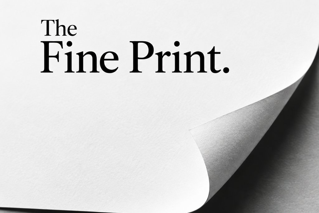 The Fine Print – a sheet of paper with its corner turned up